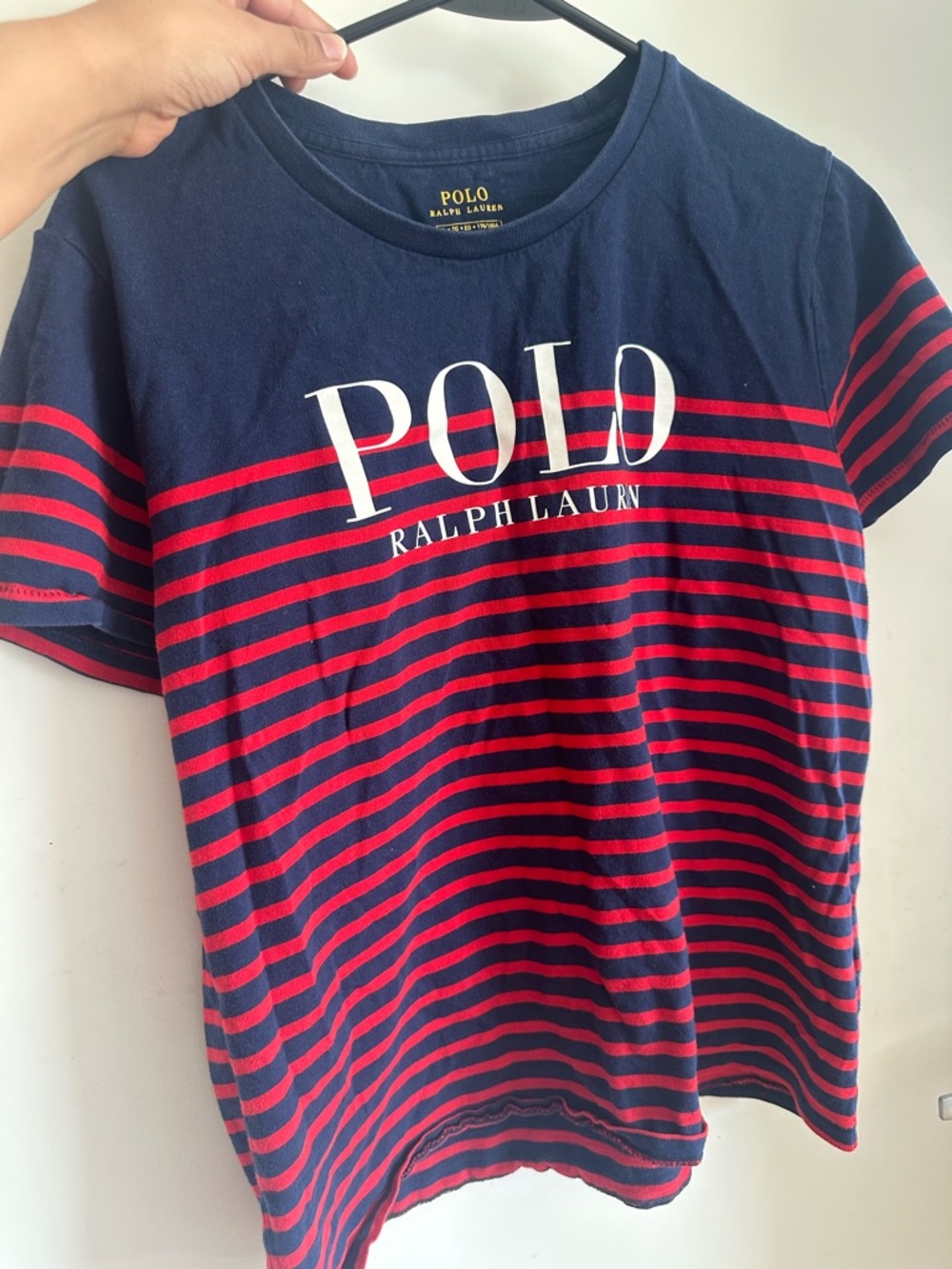 Polo Ralph Lauren Women’s Navy & Red Striped Logo Tee